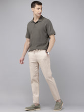 Men's Beige Cotton Caribbean Slim Fit Checked Printed 4 Pocket Travel Trouser